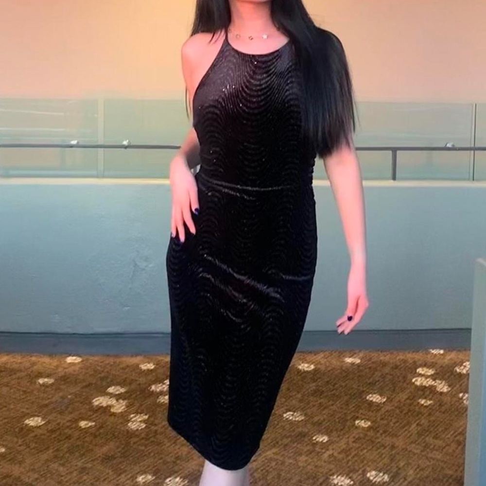 Shimmering Black Midi Dress